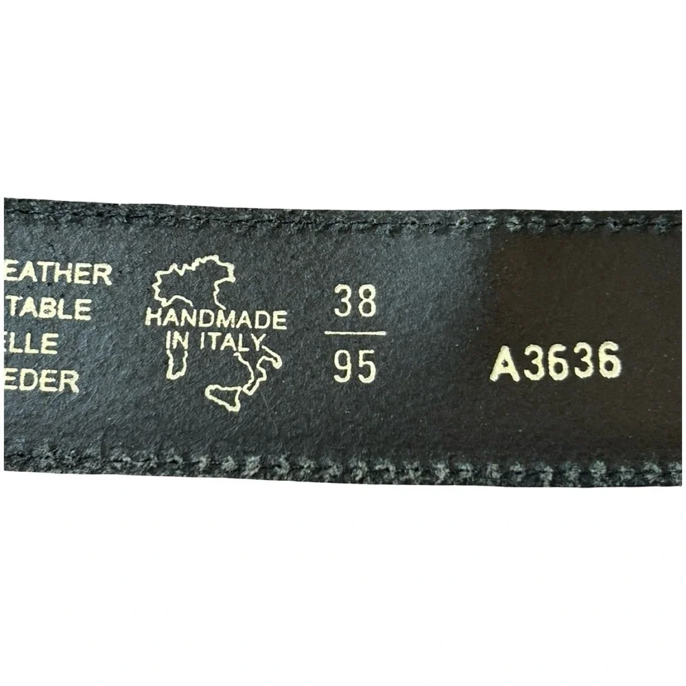 🇮🇹Italian Handmade Black Leather Belt – Size 38